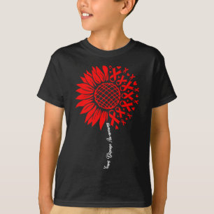 Heart Disease Awareness Month Sunflower For Women  T-Shirt