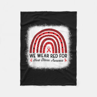 Heart Disease Awareness Rainbow Go Red Heart  Fleece Blanket