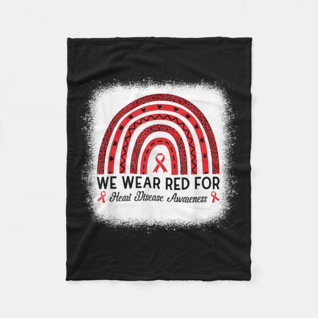Heart Disease Awareness Rainbow Go Red Heart  Fleece Blanket (Front)