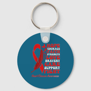 Heart Disease Awareness Red Butterflies Ribbon Sup Keychain