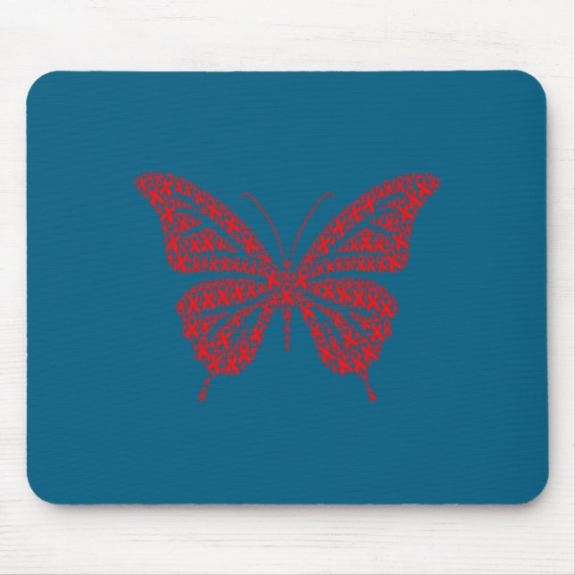 Heart Disease Awareness Red Ribbon &amp; Heart Hea Mouse Pad (Front)