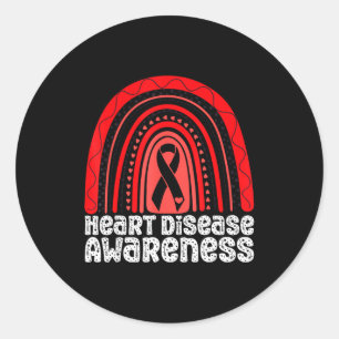 Heart Disease Awareness Red Ribbon Heart Attack Su Classic Round Sticker