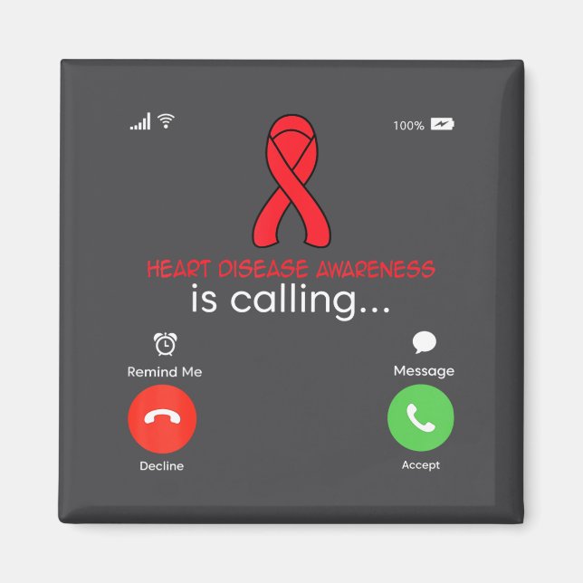 Heart Disease Awareness Red Ribbon Heart Attack Su Magnet (Front)