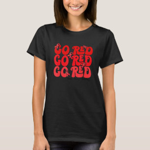 Heart Disease Awareness Retro Go Red Ribbon Heart  T-Shirt