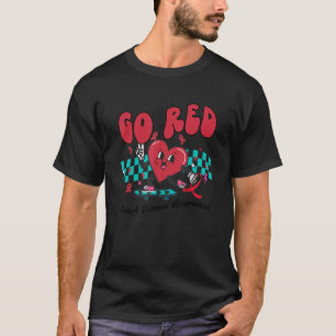 Heart Disease Awareness retro Go Red Ribbon Heart  T-Shirt