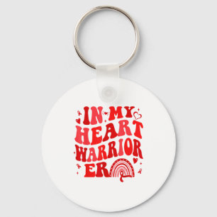 Heart Disease Awareness Retro In My Heart Warrior  Keychain