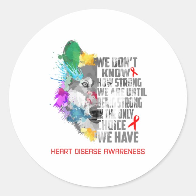 Heart Disease Awareness Ribbon Support Gifts Classic Round Sticker (Front)