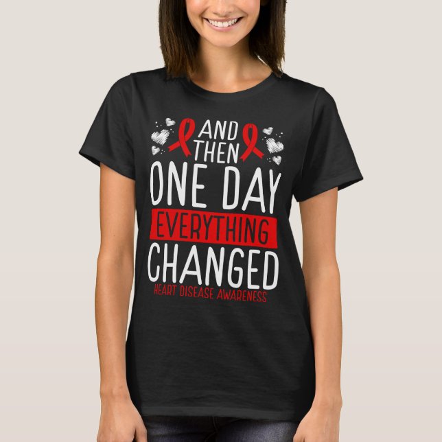 Heart Disease Awareness Ribbon Warrior Awareness T-Shirt (Front)