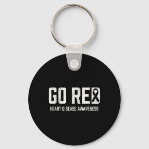 Heart Disease Awareness Shirt Go Red Heart Disease Keychain