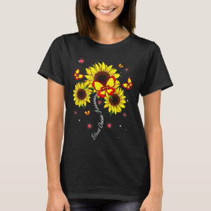 Heart Disease Awareness Sunflower Butterfly Ribbon T-Shirt
