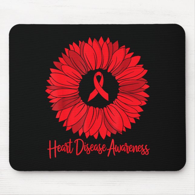 Heart Disease Awareness Sunflower Go Red Women Hea Mouse Pad (Front)