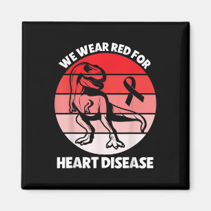Heart Disease Awareness T-rex Go Red Heart  Magnet