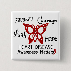 Heart Disease Celtic Butterfly 3 2 Inch Square Button