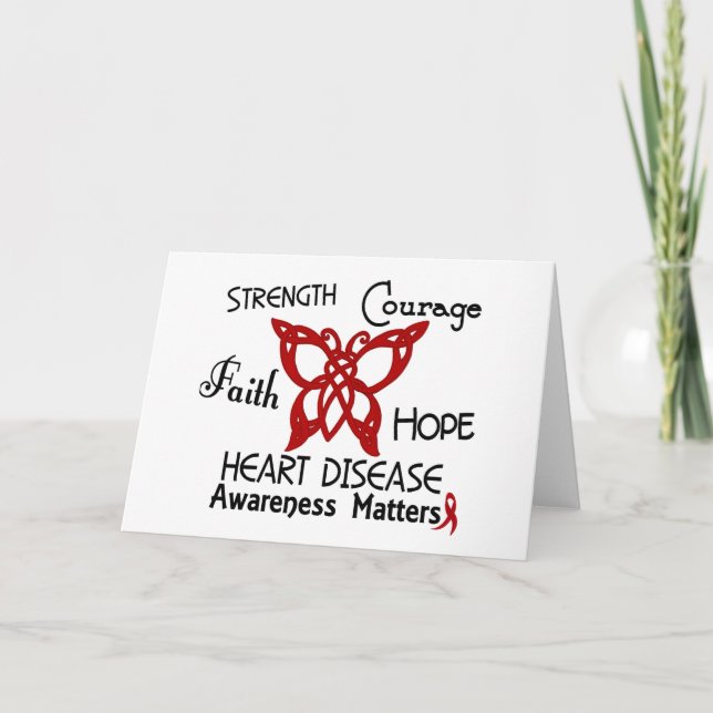 Heart Disease Celtic Butterfly 3 Card (Front)