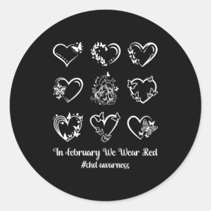Heart Disease Chd Awareness Month Women Men Kids H Classic Round Sticker