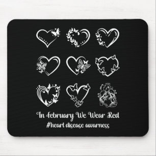 Heart Disease Chd Awareness Month Women Men Kids H Mouse Pad