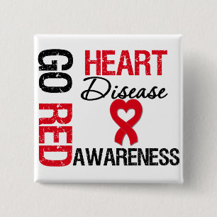 Heart Disease GO RED 2 Inch Square Button