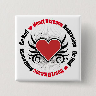 Heart Disease GO RED 2 Inch Square Button