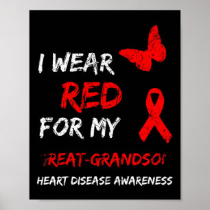 Heart Disease I Wear Red For My Great-grandson Rib Poster