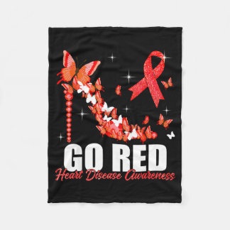 Heart Disease Ribbon Butterfly Red Heart Disease A Fleece Blanket