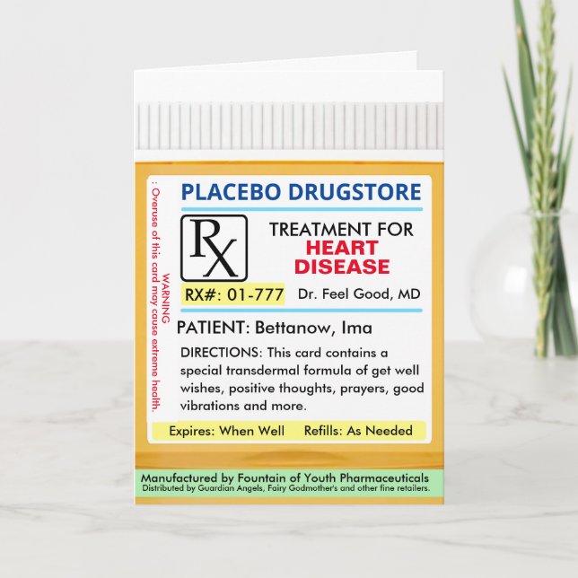 HEART DISEASE RX Prescription for Health Get Well Card (Front)