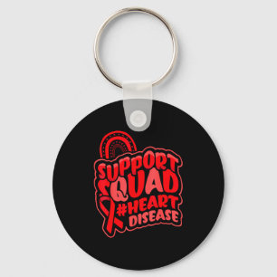 Heart Disease Support Squad Awareness Red Ribbon R Keychain
