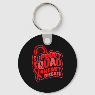 Heart Disease Support Squad Awareness Red Ribbon R Keychain