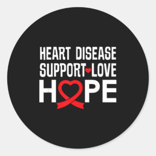 Heart Disease Suprt Love Hope Red Ribbon  Classic Round Sticker