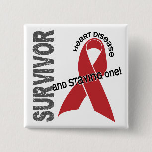Heart Disease Survivor 2 Inch Square Button