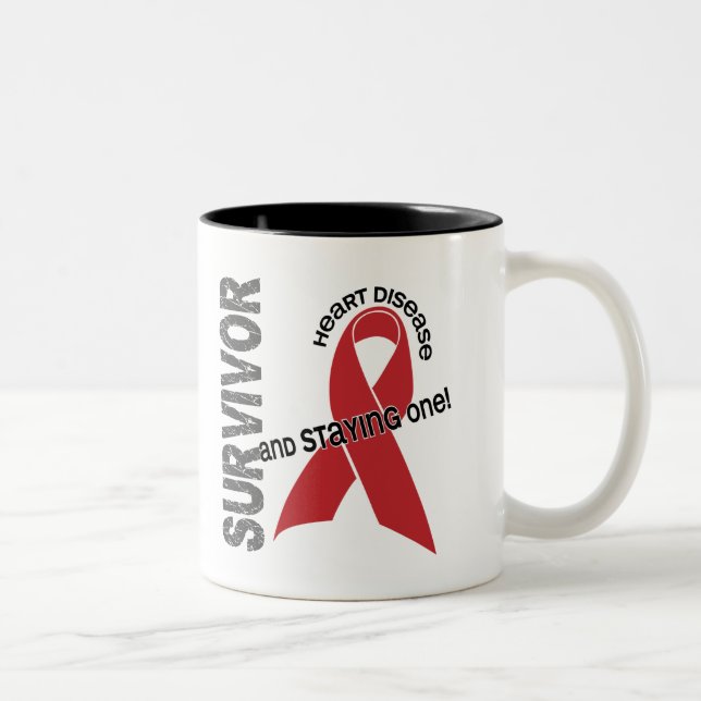 Heart Disease Survivor Two-Tone Coffee Mug (Right)