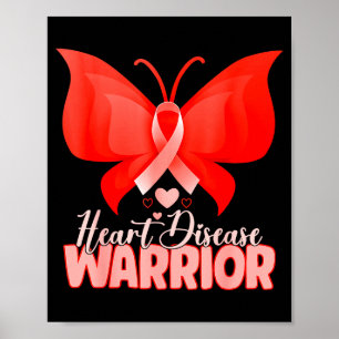 Heart Disease Warrior Butterfly Red Heart Disease  Poster