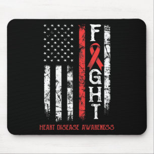 Heart Disease Warrior Us Flag Mouse Pad
