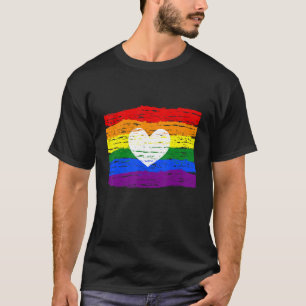 Heart Distressed Lgbtq Gay Rights Proud Pride Rain T-Shirt