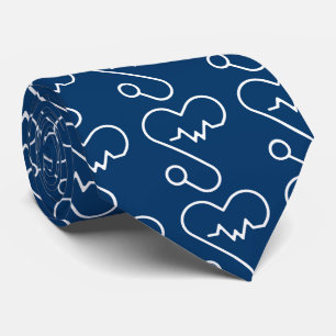 Heart Doctor Cardiologist ECG Stethoscope Pattern Tie