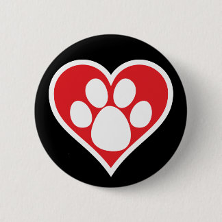 Heart Dog Paw (Dark) 2 Inch Round Button