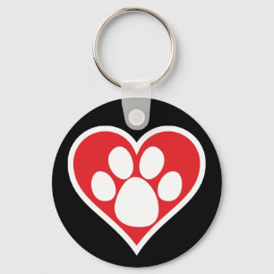 Heart Dog Paw (Dark) Keychain