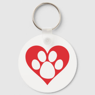 Heart Dog Paw Keychain