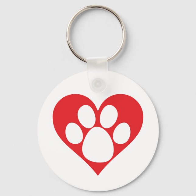 Heart Dog Paw Keychain (Front)