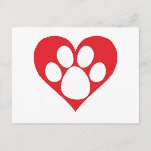 Heart Dog Paw Postcard