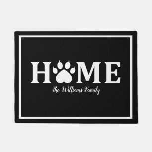 Heart Dog Paw Print - HOME- Personalized Doormat