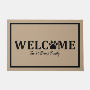 Heart Dog Paw Print - WELCOME- Personalized Doormat