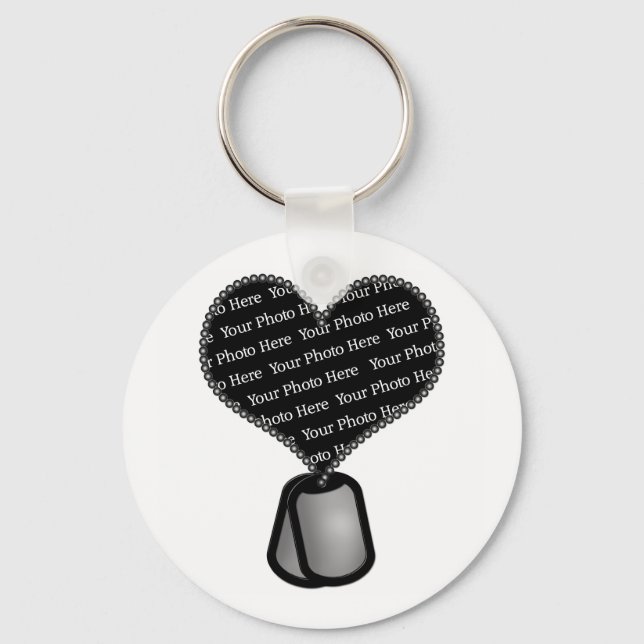 Heart Dog Tag Photo - DIY Custom Keychain (Front)
