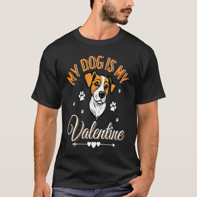Heart Dog Valentine's Day Dog Mom Dad Date Couple T-Shirt (Front)
