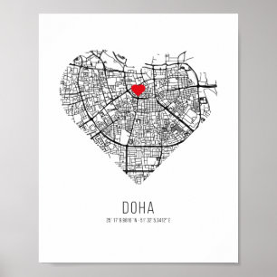 Heart Doha City Map (Qatar) Poster