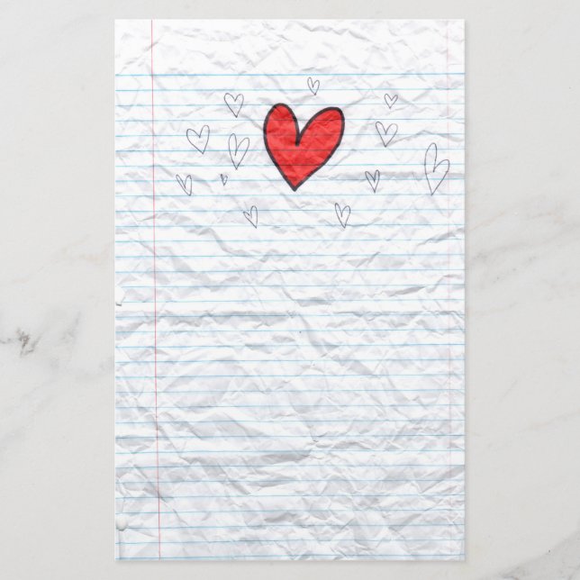 Heart Doodle Notebook Paper (Front)