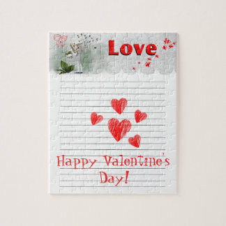 Heart Doodle on Note Pad Valentine's Day Card Jigsaw Puzzle