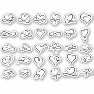 Heart Doodles Aesthetic Scrapbook Craft Stickers