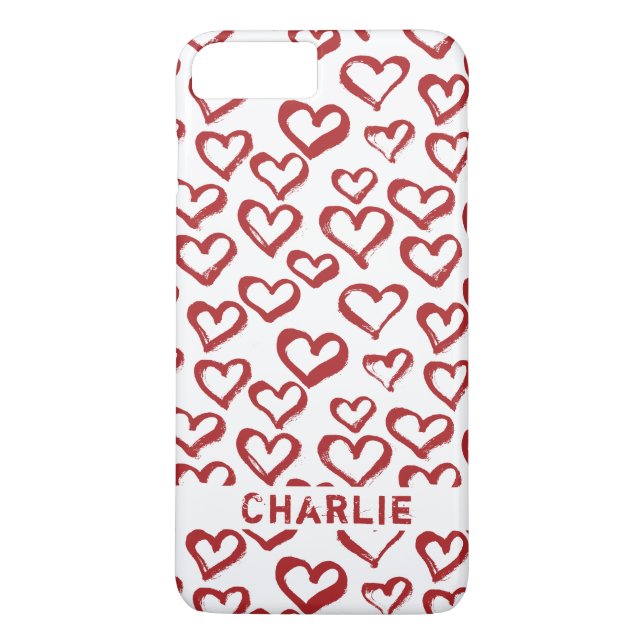 Heart Doodles custom name phone cases (Back)