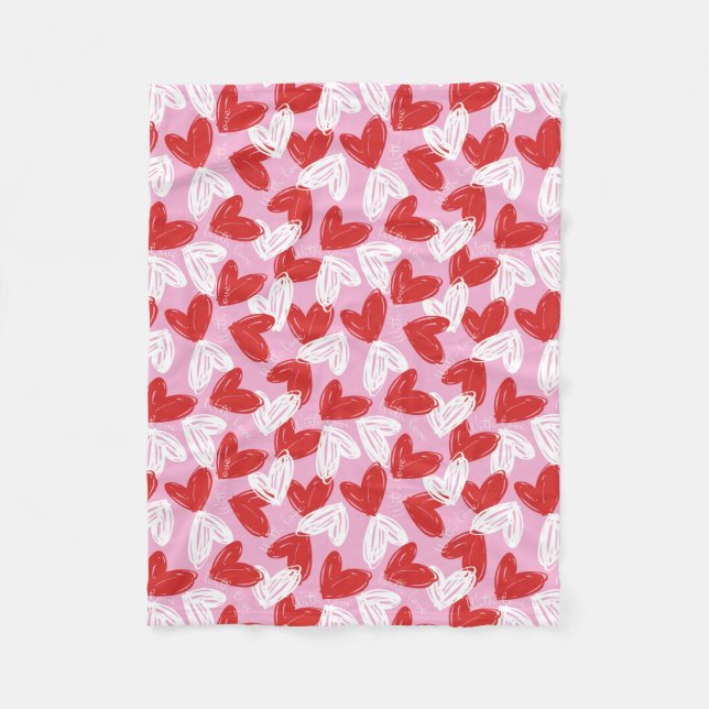Heart Doodles fleece blankets (Front)