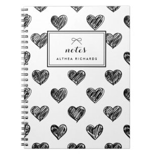 Heart Doodles Pattern Personalized Notebook